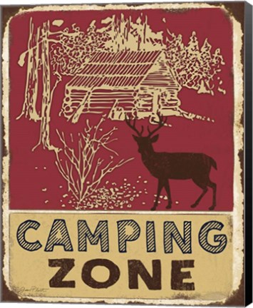 Framed Lodge Sign - Camping Zone Print