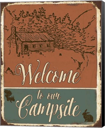 Framed Lodge Sign - Welcome to the Campsite Print