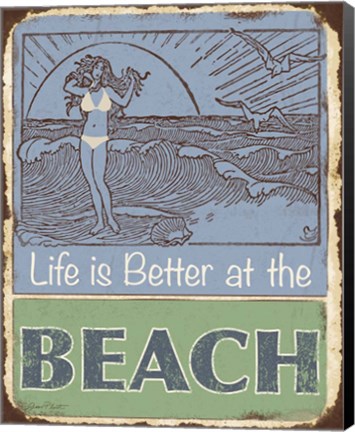 Framed Lodge Sign - Life is Better at the Beach Print
