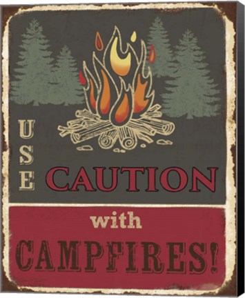 Framed Lodge Sign - Use Caution Print