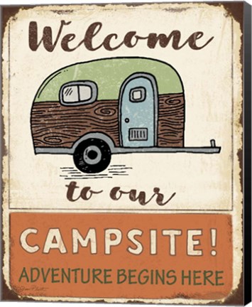 Framed Lodge Sign - Campsite Print