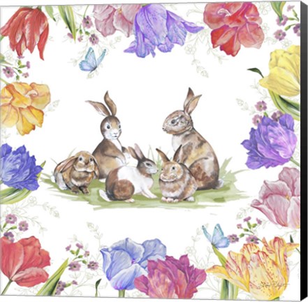 Framed Bunnies In The Tulips-A Print