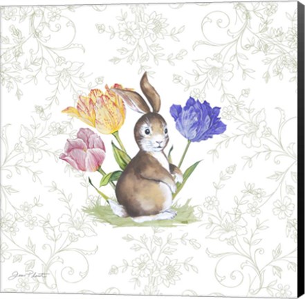 Framed Bunnies In The Tulips-B Print
