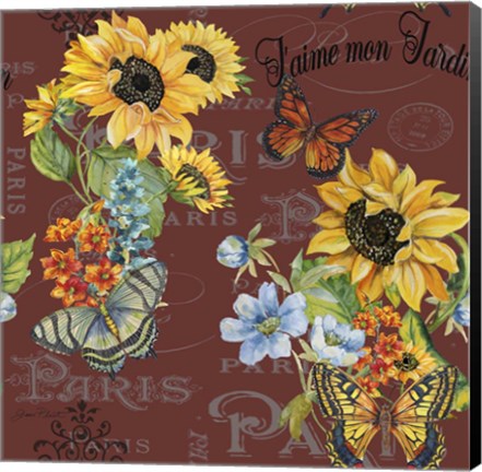 Framed Jaime mon Jardin - Brown Print