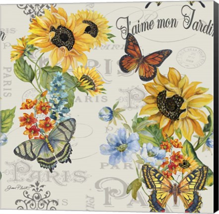 Framed Jaime mon Jardin - White Print