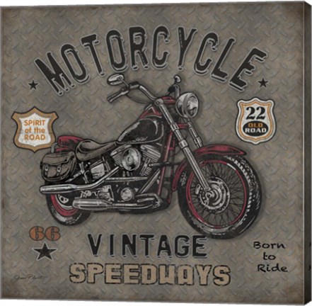 Framed Motorcycle Speedway I Print