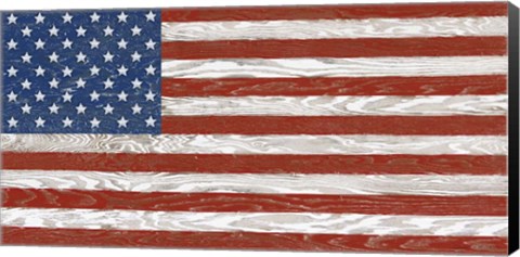 Framed Old Glory On Wood-A Print
