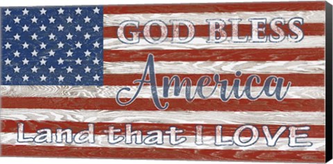 Framed Old Glory On Wood-B Print