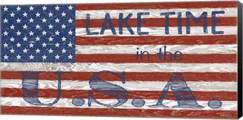 Framed Old Glory On Wood-C Print