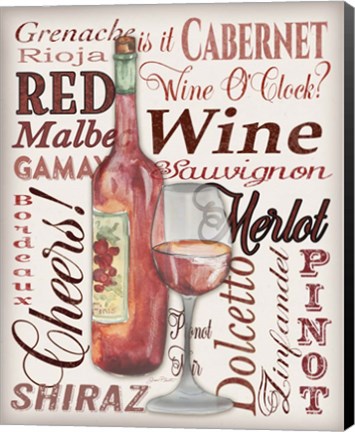 Framed Red Wine - White Print