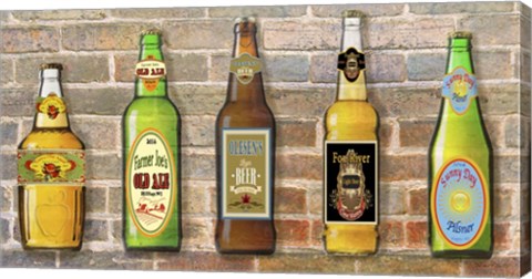 Framed Beer Bottle On Brick-5 Print
