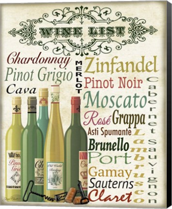 Framed Wine List Print