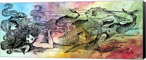 Framed Mermaid Under the Sea-B Print