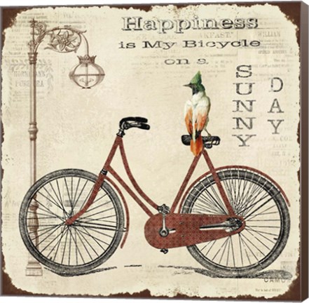 Framed Happiness is My Bicycle Print