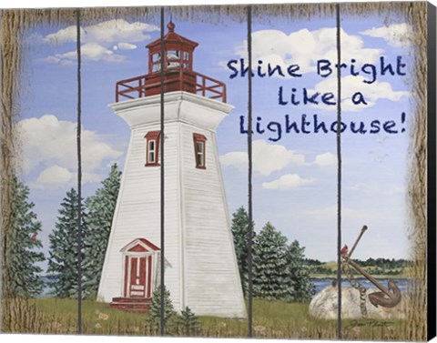Framed Shine Bright Lighthouse Print