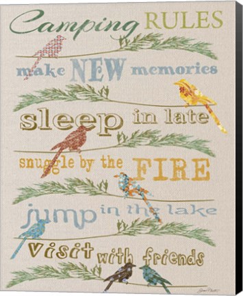 Framed Camping Rules  -  White Print