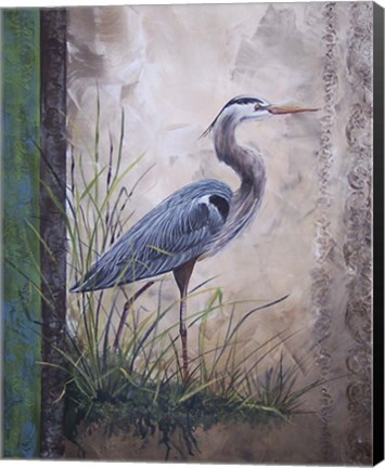 Framed In The Reeds - Blue Heron Print