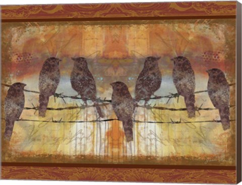 Framed Crimson Birds Print