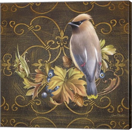 Framed Glorious Bird On Damask III Print