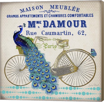 Framed Peacock On Bicylce - D Print