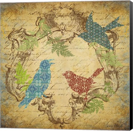 Framed Pretty Birds In The Ferns - A Print