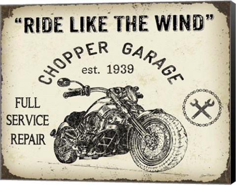 Framed Vintage Motorcycle Mancave - D Print