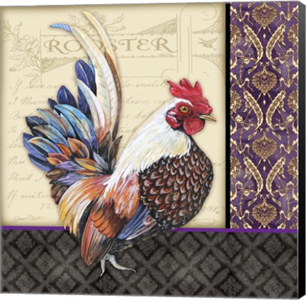Framed Damask Rooster - C Print