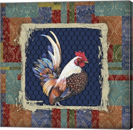 Framed Damask Rooster - O Print