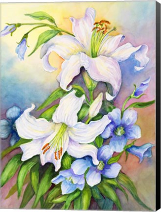 Framed Lilies and Prairie Gentian Print