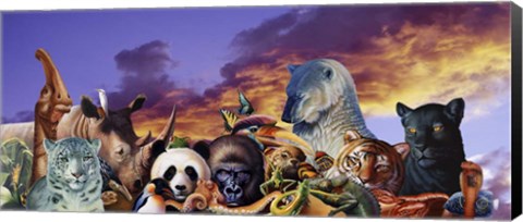 Framed Animal Collage 3 Print