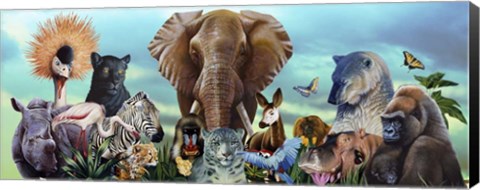 Framed Animal Collage 4 Print