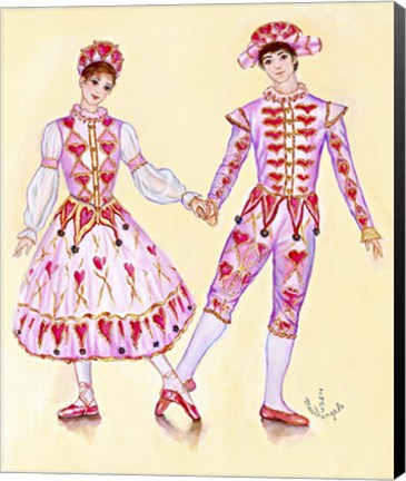 Framed Harlequin And Columbine Holding Hands Print