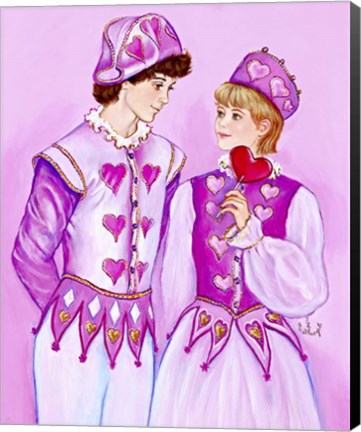 Framed Harlequin And Columbine With Lollypop Print