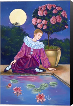 Framed Pierrot At Water Lily Pond Print