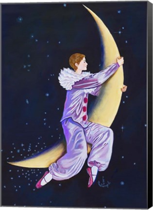 Framed Pierrot Riding The Moon Print