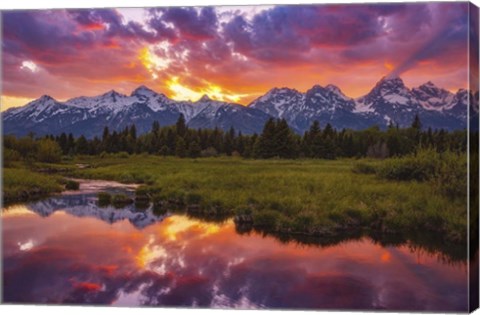 Framed Black Ponds Sunset 1 Print