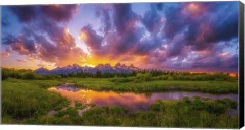 Framed Grand Sunset in the Tetons Print