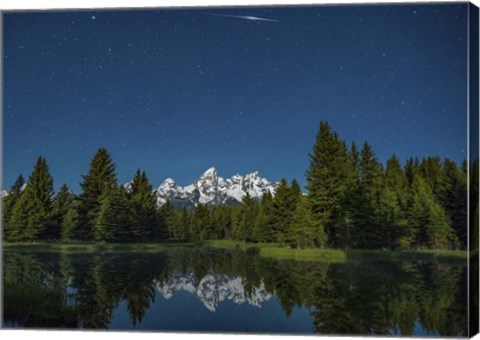 Framed Iridium Flare over Grand Teton Print