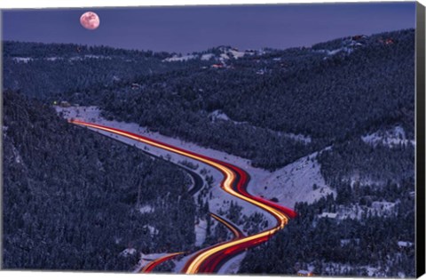 Framed Moonlight on the Mountains Print