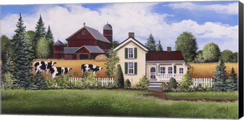 Framed House, Barn &amp; Cows Print