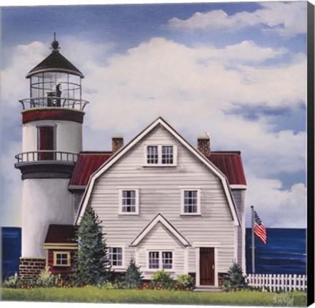 Framed White Lighthouse Print