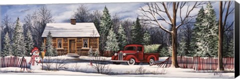 Framed Winter Snowman Truck Print