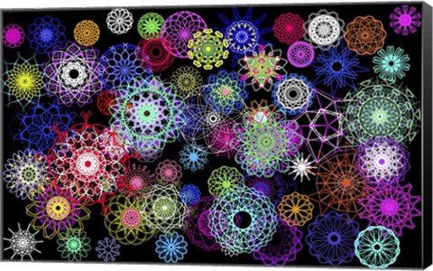 Framed Black And Rainbow Mandala Abstract Print