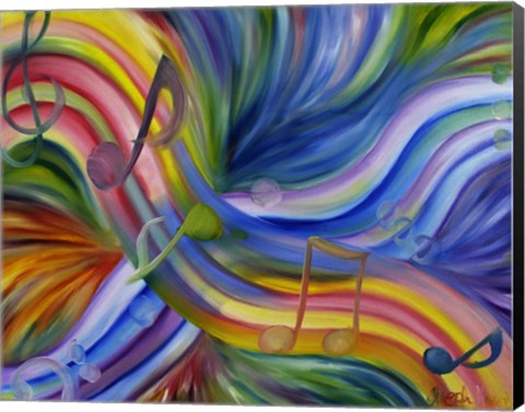 Framed Colorful Rainbow Music Notes Print
