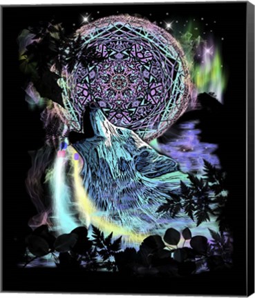 Framed Dreamcatcher Wolf Print