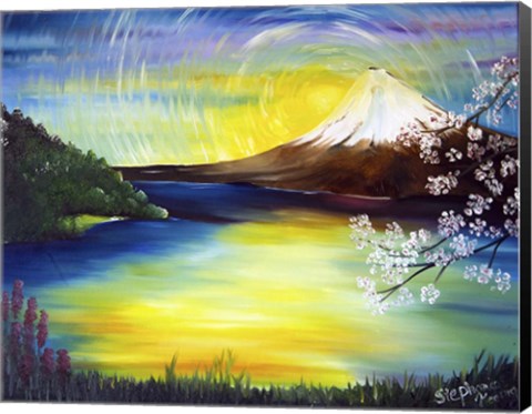 Framed Japanese Mountain Print
