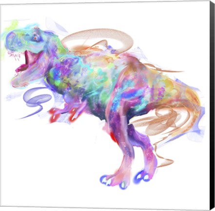 Framed Rainbow Trex 1 Print