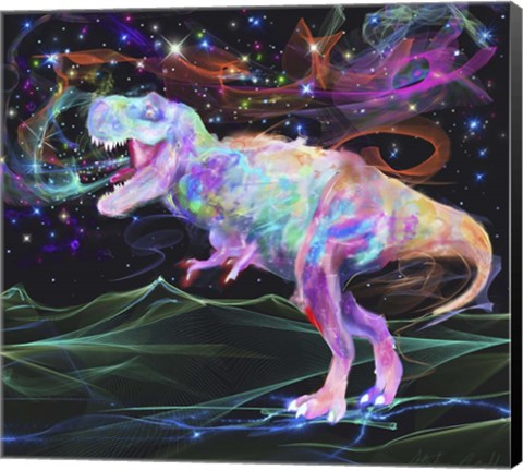 Framed Rainbow Trex 2 Print