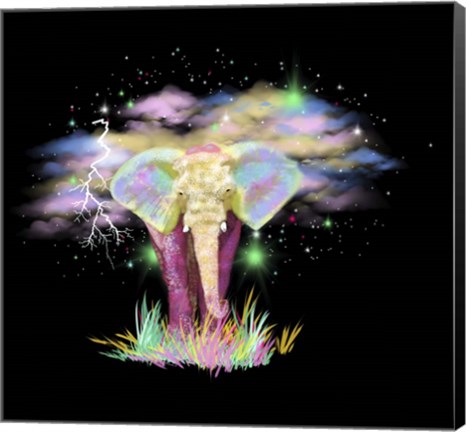 Framed Gold Elephant 1 Print