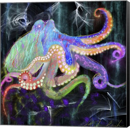 Framed Electric Octopus Print